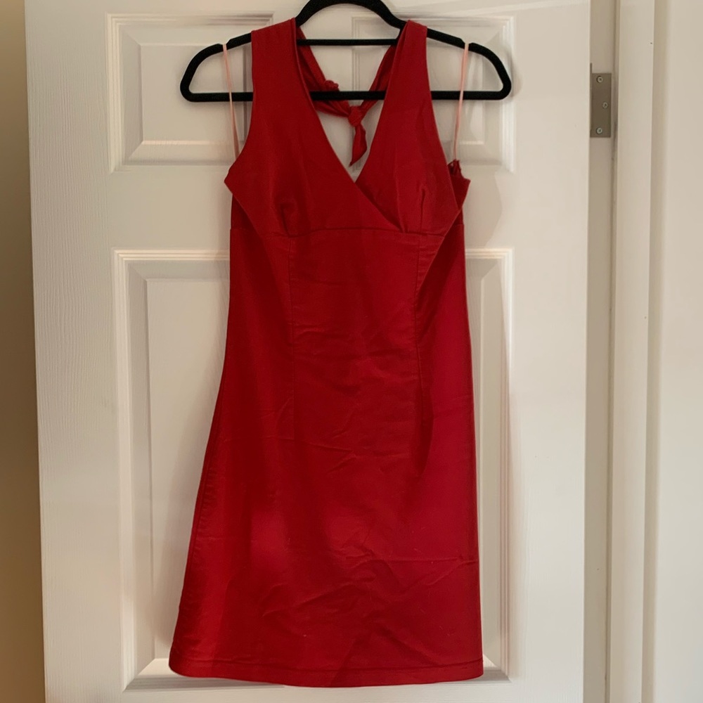 Chesley little red halter dress size large